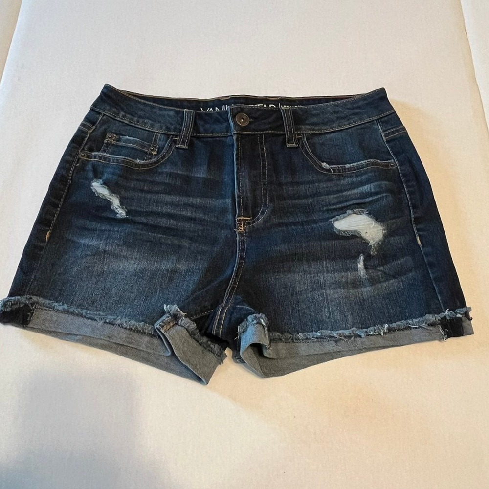 Vanilla Star High Rise Shortie Denim Jean Shorts‎ Juniors size 7